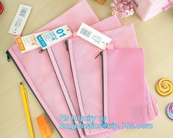 Document Bag with Zipper Storage Holder for Papers Stationery Student Gift, Customized stand up zipper plastic bag