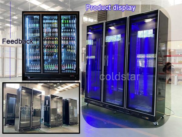 Auto Defrost Glass Sliding Door Upright Bottle Cooler For Bar & Coffee Shop