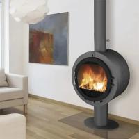 Cheminée ronde accrochante de flottement brûlante en bois fixée au mur de conception de plafond de cheminée