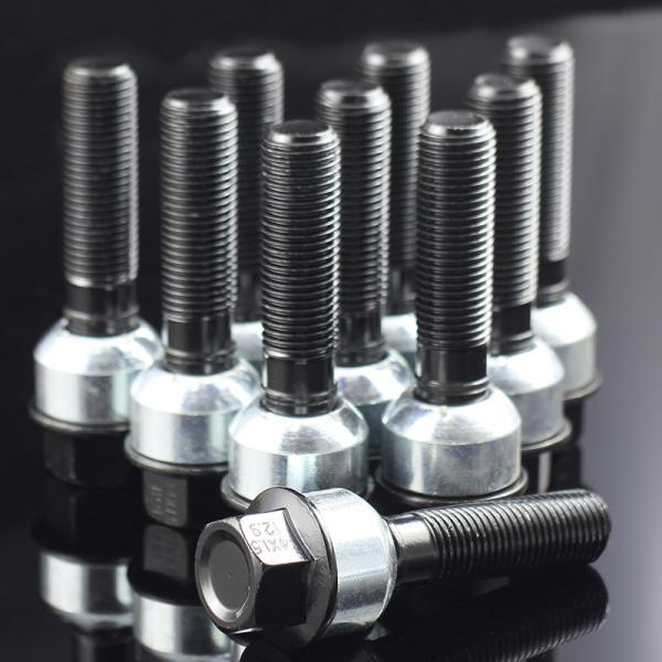 35mm Grade 12.9 Extended Lug Nuts For PORSCHE Black Finish Shank