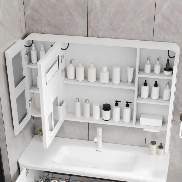 Kingstin LED Lighted Bathroom Mirror Cabinet with Storage - Anti-Fog Touch Control Wall-Mounted Bathroom Organizer