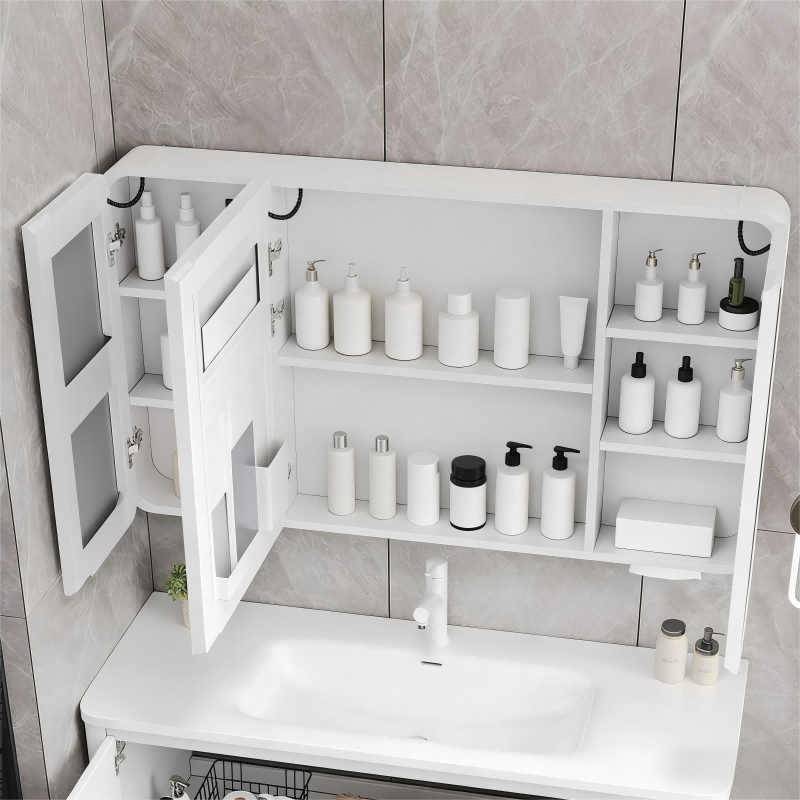 Kingstin Modern Smart Bathroom Mirror, Storage Cabinet with LED Lighting & Anti-Fog Function (Custom Size)