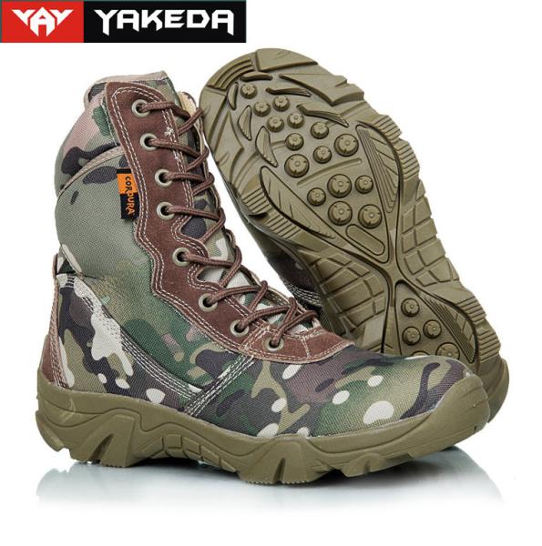 Cow Leather Military Tactical Boots Abrasion Resistant Sandwich Mesh