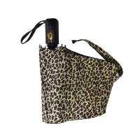 Guarda-chuva compacto da dobra do poliéster 190T três do leopardo