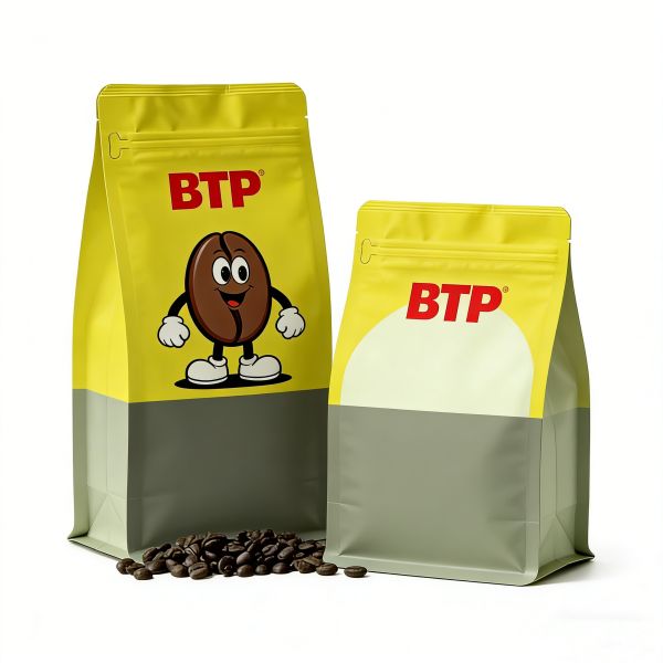 Custom Coffee Stand-Up Pouches with Resealable Zipper  Food-Grade Material Ideal for Fresh Coffee Bean & Ground Coffee Storage