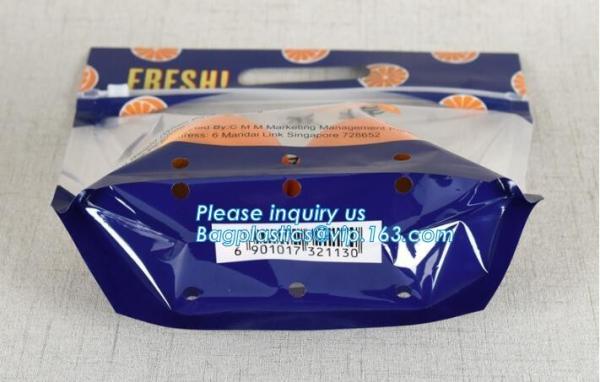 slider k fruit bag with air holes for grape packaging bag, Stand up slider zipper fruit picking bag for apple, Fac