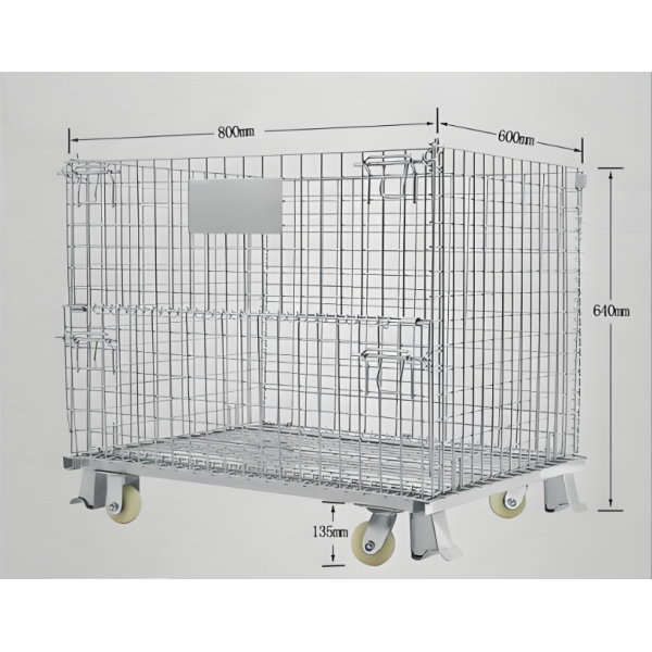 Hot-Dip Galvanized Wire Mesh Storage Cage 1000x200x840mm Anti-Rust Fold Down Knockdown