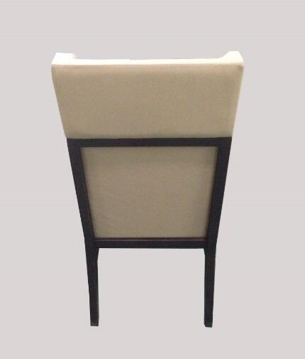 Leather Beige Color Upholstered Dining Chairs With Black Legs / High Denisty Foam