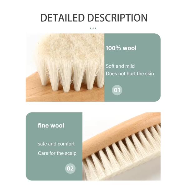 Customized LOGO Baby Brush And Comb Set Wooden Baby Hair Brush With Goat Bristle