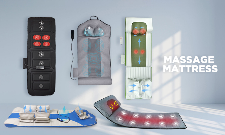 Heating Massage Mattress with 6 Neck and 10 Body Air Bags, 4 Massage Modes, and DC12V 2A Adaptor