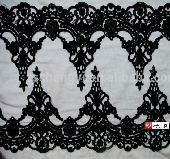 Black Guipure Lace Trimming  Embroidery Lace edge H19.5cm* L20cm Repeat