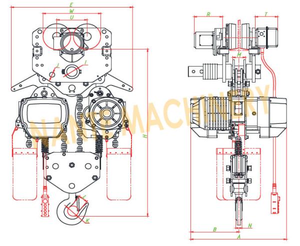 Electric Rope Hoist / 10 Ton 5 Ton Electric Hoist With Double Cover Protection