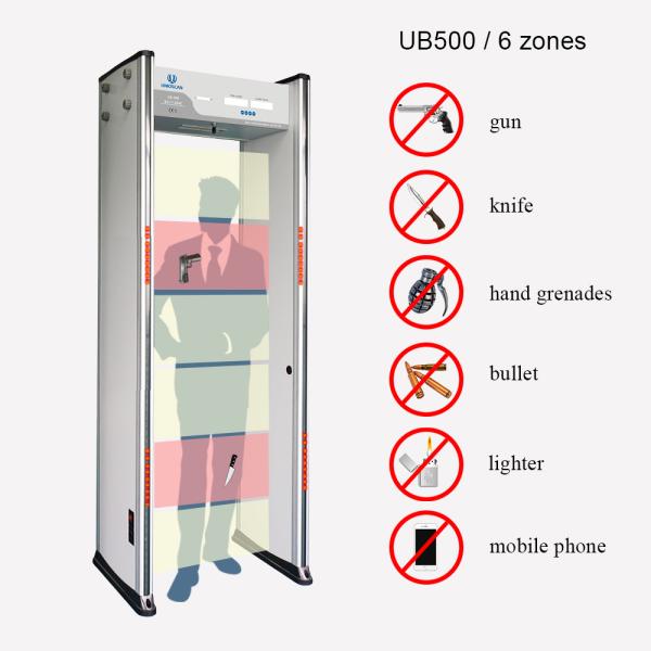 Caminhada através do equipamento das zonas Ub500 Secuity da porta 6 do detector de metais do quadro de porta