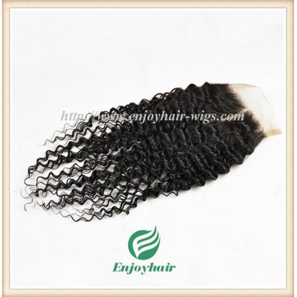 Lace top closure 5''x5'' ,brazilian virgin hair natural color deep curly 10''-24''length