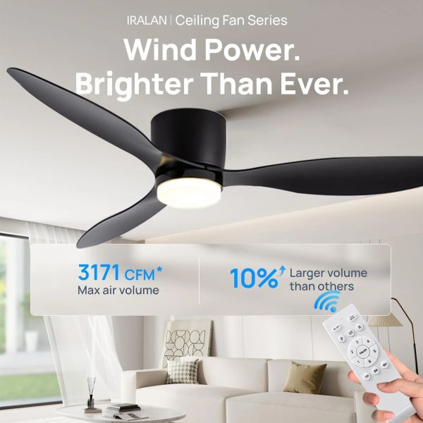DC motor Large Air Volume Remote Control for Kitchen Bedroom Dining room Modern Ceiling Fan with LED Light (WH-VLL-34)