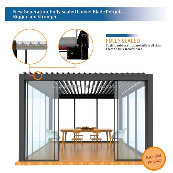 Bas prix de haute qualité monté en aluminium balcon couverture de patio toit motorisé à voûte bioclimatique pergola