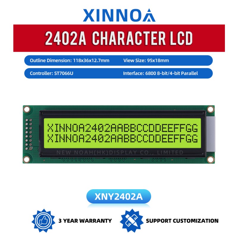 Yellow Green Film 2402A LCD Dot Matrix Screen LCM24*2 Dot Matrix Module Multilingual Module