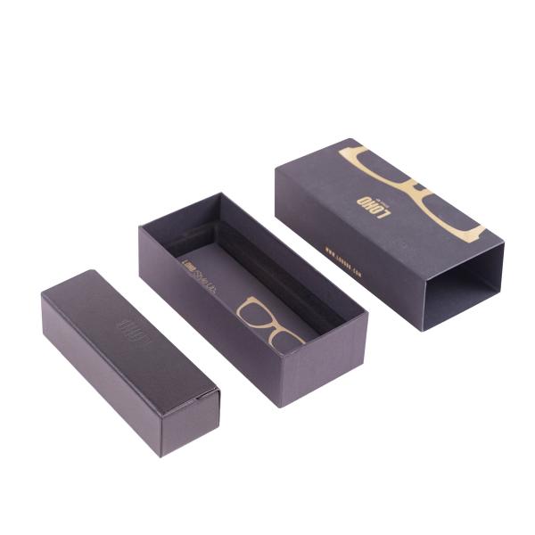 Custom High Quality Black Paper Cardboard Glasses Packaging Boxes With Lid