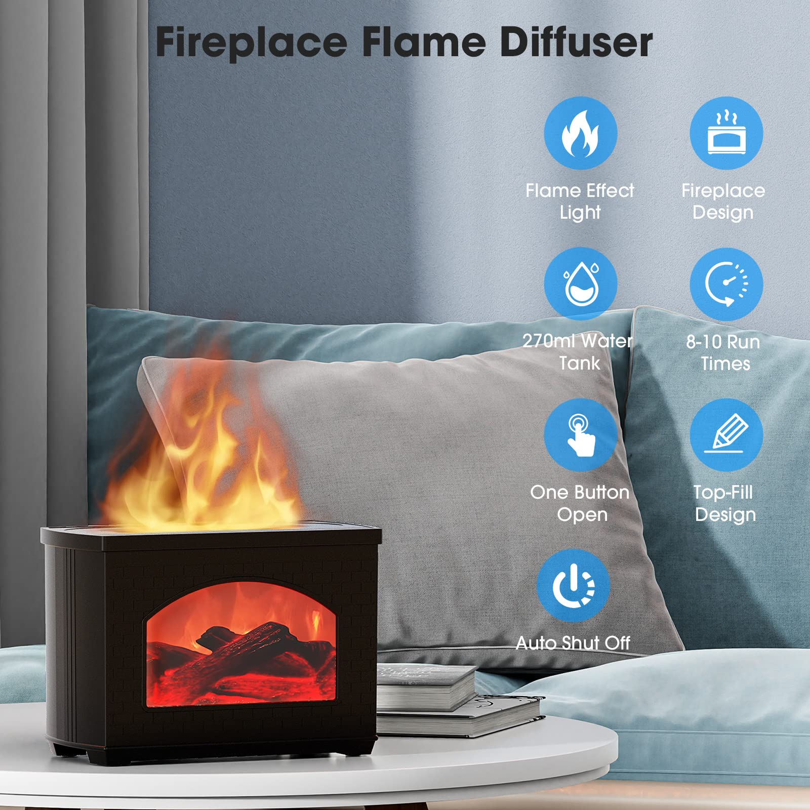 Ultrasonic USB Essential Oil 240ML Fire Fireplace Decoration Mist Air Aroma Diffuser Flame Aromatherapy Humidifier