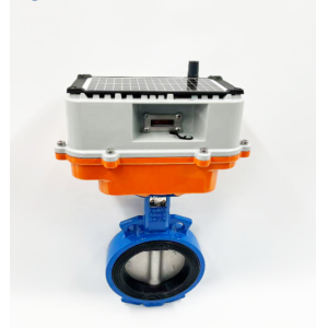 Smart Butterfly Electric Water Valve Solar Panel Digital Screen Control for Precision Agriculture