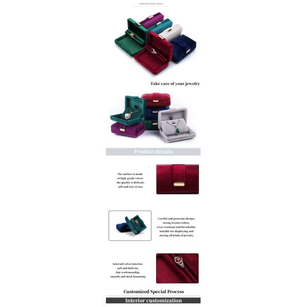 Logo personnalisé Hanhong de velours Luxe boîte de bijoux verte pour boucles d'oreilles Bracelet Collier Ring