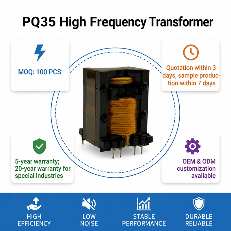 Stable Efficient PQ3535 High Frequency Transformer for LLC Power Converter