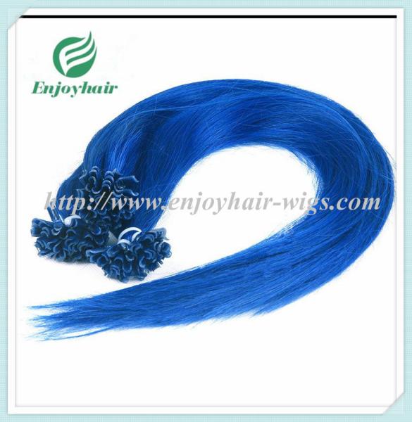 Nail U-Tip Hair 10-28 100s/pack blue# color Straight Human Hair malaysian hair extension