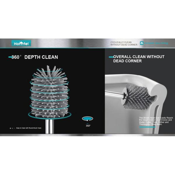 Bathroom Round TPR Toilet Bowl Cleaning Brush With Holder Free Standing
