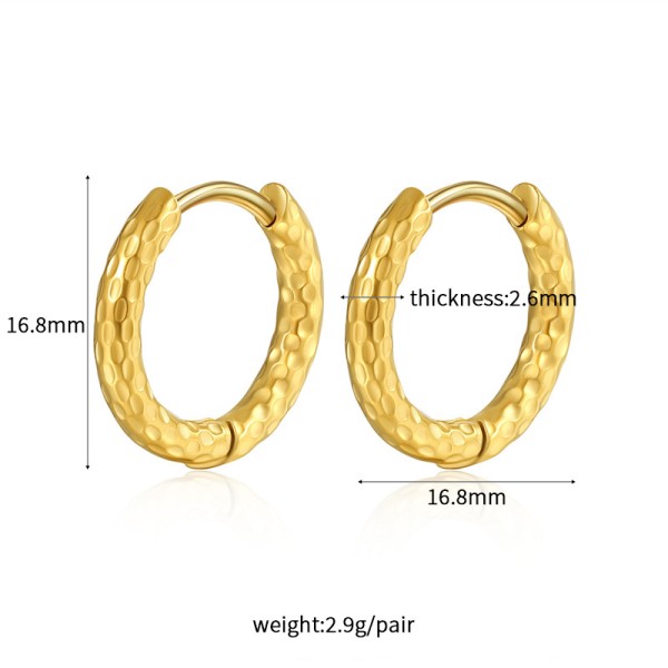 18K Vacuum Gold-Plated Fashion Stainless Steel Round Earring Female Geometric Earrings