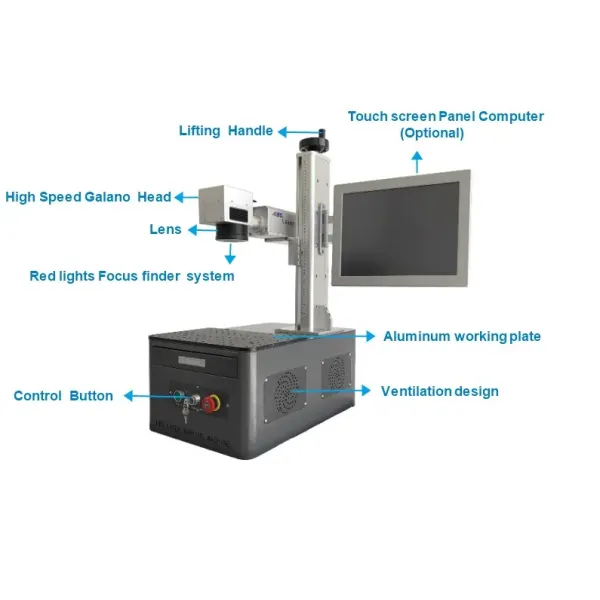 Monthly Deals 20W Desktop Fiber Laser Marking Machine /Laser Engraving Machine Raycus Laser Source for Metal