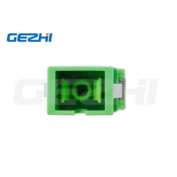 SC Side Shutter Fiber Optic Adapter with Green Metal Clamp and No Flange for Laser Protection