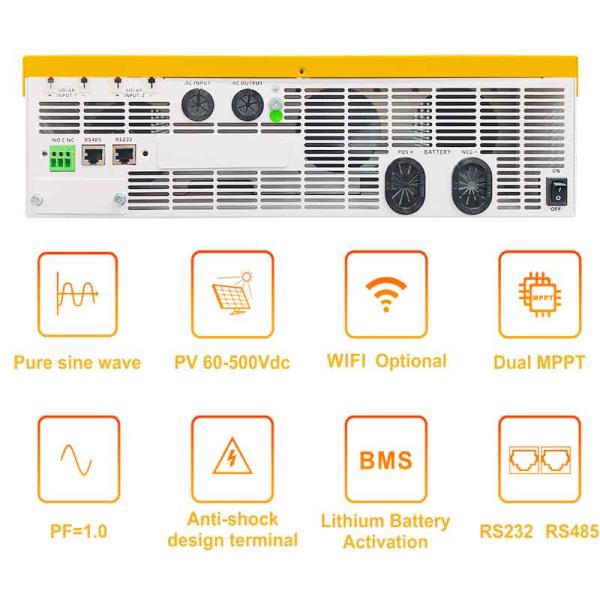 8.5KW 48V Включенный/MPPT Выключенный Инвертор 11KW Солнечный Инвертор Гибридный 14кг Чистая Синусная Волна