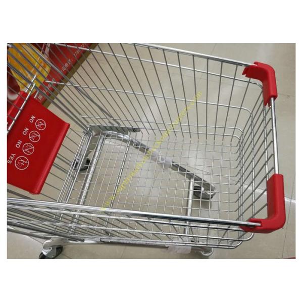OEM Euro Style Metal Supermarket Four Wheels Shopping Trolley For Store