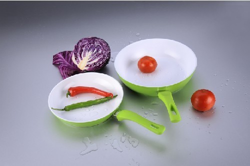 Нонстик белый лоток картофеля фри 28км керамического покрытия с ручкой кремния