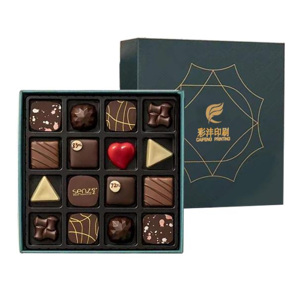 Orden personalizada ecológica aceptada caja de chocolate vacía con separador de papel ecológico