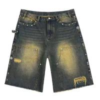 Des sous-vêtements en denim pour hommes à la poche, à la mode, à la mode, lavés, haute taille, strass, patins, sous-vêtements de haute qualité, sous-vêtements lourds