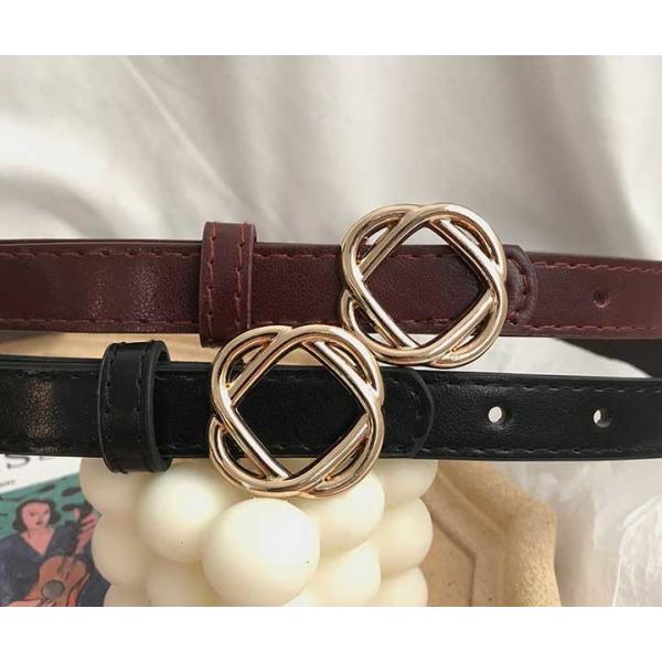 3cm Wide Women's Fashion Leather Belts Twisted Flower Shape Buckle Rose Gold Plating