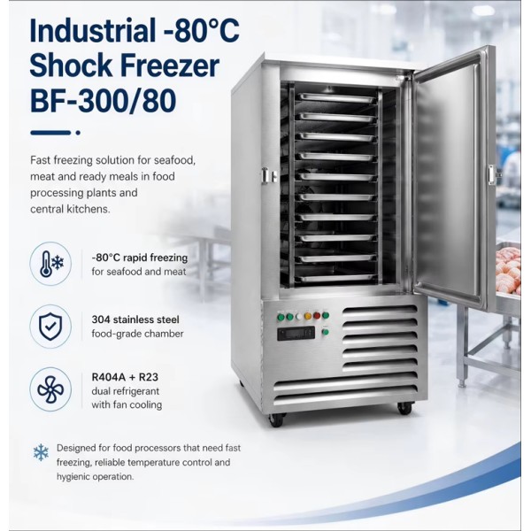 300L Vertical Blast Freezer 10 Trays Quick Freezer for Seafood & Food Industry