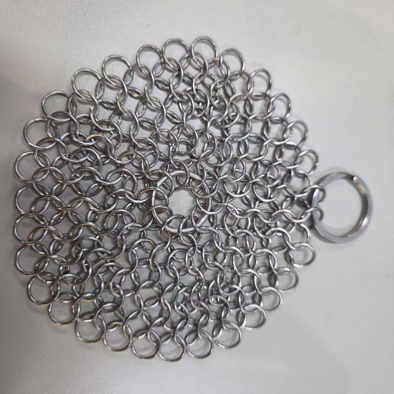 316‑Stainless‑Steel Ring‑Made Chainmail Scrubber, Metal Cleaning Net For Kitchen