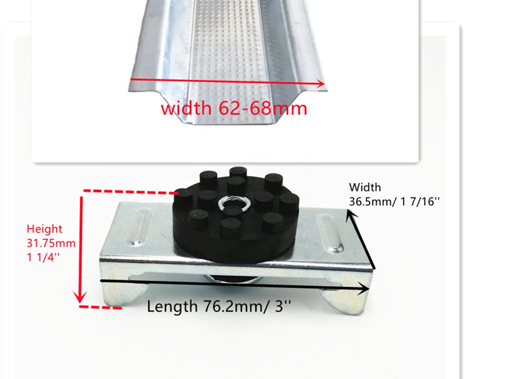 Green Sound Isolation Clips Installation Hat Furring 62MM Ceiling Sound Isolation Clips