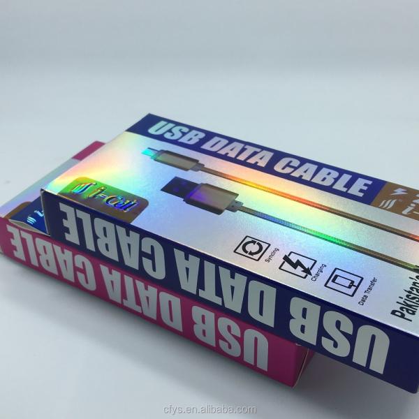 Custom Design Hologram Card USB Charger Cable Packaging Box for Gift and Custom Box