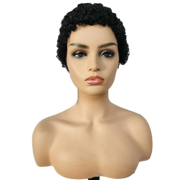 Machine Made Short Curly Human Hair Wig Afro Curly No Lace Closure Virgin Brazilian