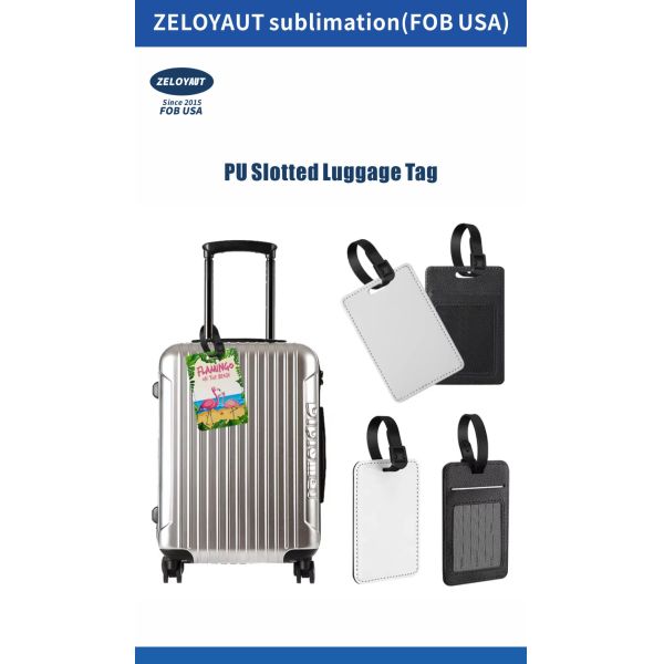 Custom Personalized Shiny White Sublimation PU Leather Luggage Tag Card Holder for Promotional & Business Gifts