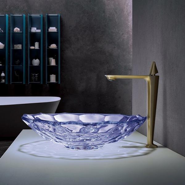 Modern Faceted Shape Glass Bathroom Sink OEM Purple Wash Basin