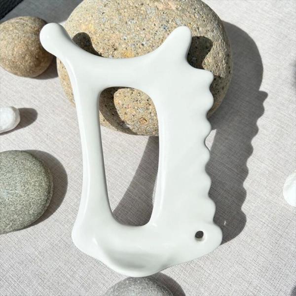 Ceramic Gua Sha Massage Tool for Lymphatic Drainage Jawline Sculptor Body Massager Skin Care Tools Guasha Function Ceramic