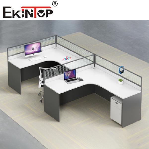 White Gray L Shaped Office Workstation Staff Desk Contemporary