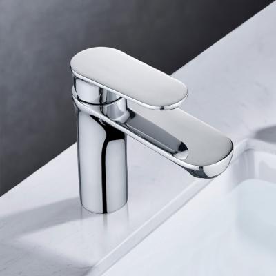 Brass Modern Single Handle Basin Mixer Hot Cold Basin Taps In Chrome