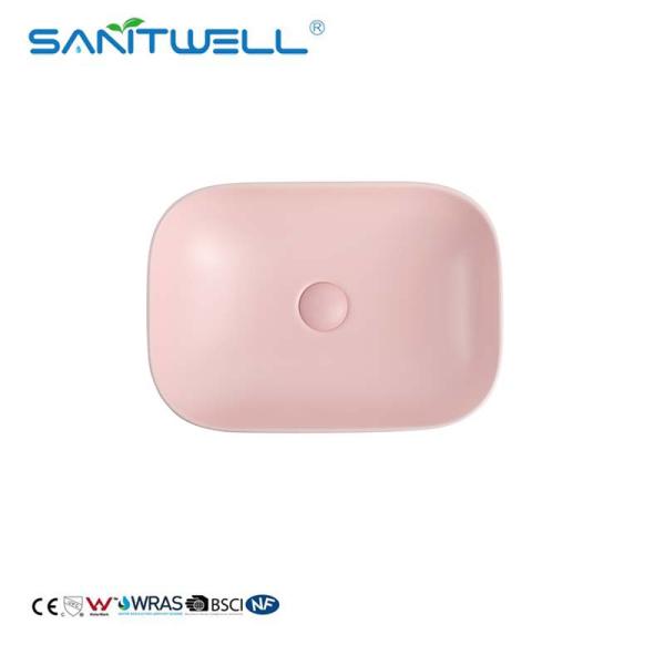 Chaozhou Factory Above Counter basin 2024 Pink Color Ceramic Basin Wall Mounted Sink