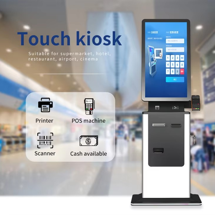 Hotel Modern Smart Self Check in Out Kiosk with Card Dispenser Ticket Printer Passport Scanner Cash Payment Kiosk Terminal