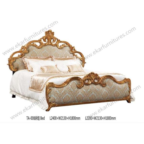 2015 New Design Dubai Furniture Classic Gold Hand Carved King Bed FB-168